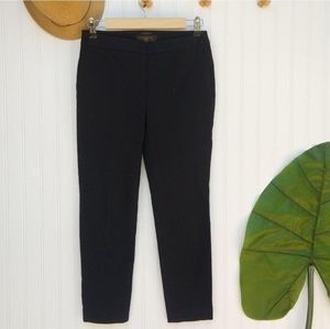 Talbots Black Chatham Ankle Pants Size 2P Petite Flat Front Side Zip Tapered Leg